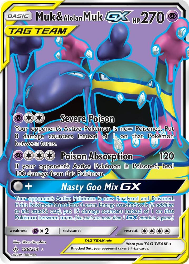 Muk & Alolan Muk GX (196) (Full Art) - SM - Unbroken Bonds