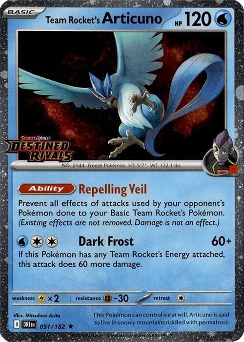Team Rocket's Articuno - 051/182 (Cosmos Holo) (Destined Rivals Stamp) - Miscellaneous Cards & Products