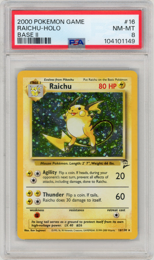 2000 Raichu Holo 16 Base Set 2 PSA 8 104101149