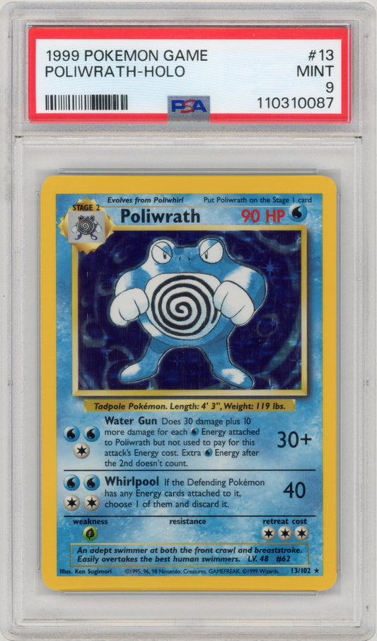 1999 Poliwrath Holo 13 Base Set Unlimited PSA 9 110310087