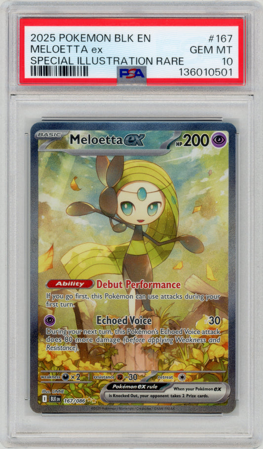 2025 Meloetta EX 167 Black Bolt PSA 10 136010501