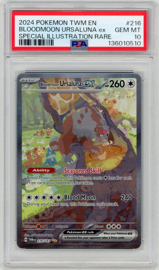 2024 Bloodmoon Ursaluna EX 216 Twilight Masquerade PSA 10 136010510