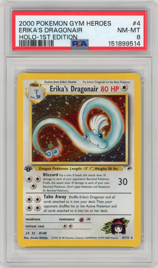 2000 Erika's Dragonair 4 1st Edition Gym Heroes  PSA 8 151899514