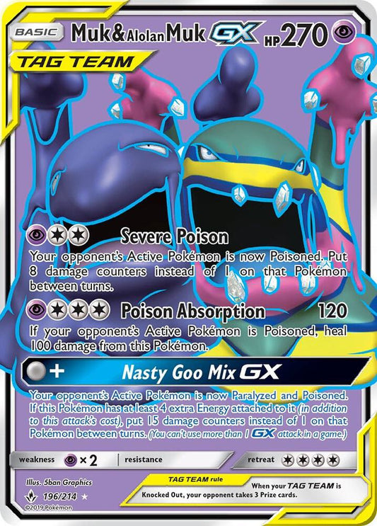 Muk & Alolan Muk GX (196) (Full Art) - SM - Unbroken Bonds