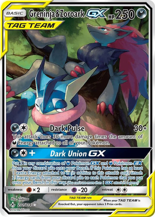 Greninja & Zoroark GX (201) (Alternate Full Art) - SM - Unbroken Bonds