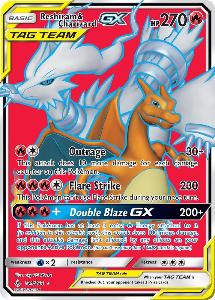 Reshiram & Charizard GX (Full Art) - SM - Unbroken Bonds