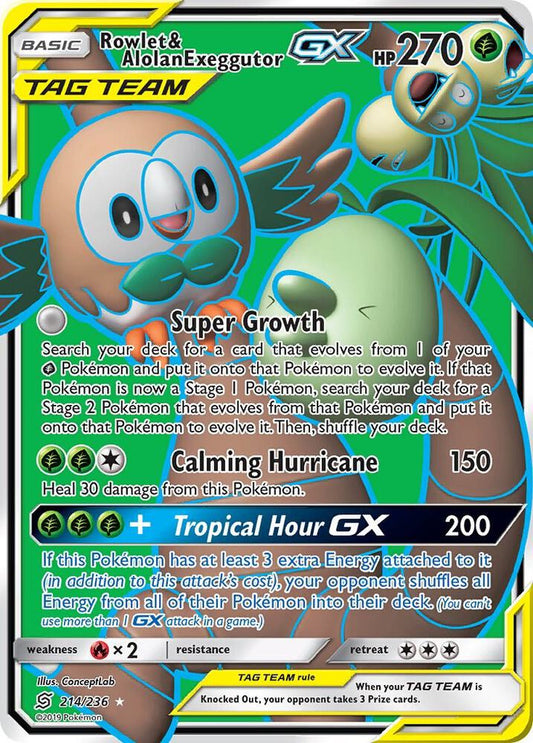 Rowlet & Alolan Exeggutor GX (Full Art) - SM - Unified Minds