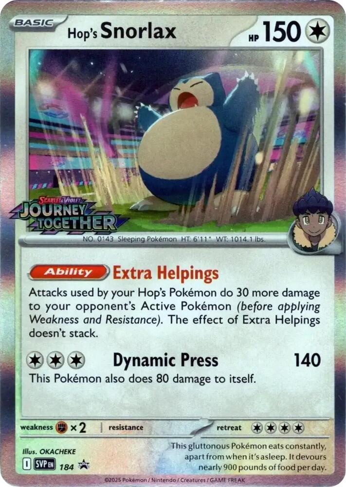 Hop's Snorlax - 184 (Prerelease) - SV: Scarlet & Violet Promo Cards