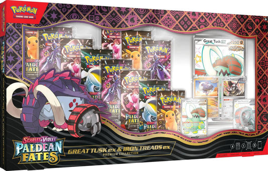 Paldean Fates Great Tusk ex & Iron Treads ex Premium Collection - SV: Paldean Fates