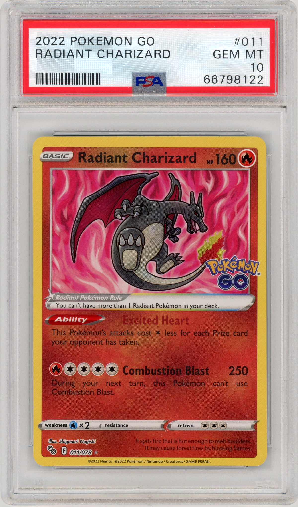 2022 Radiant Charizard 011 Pokemon GO PSA 10 66798122