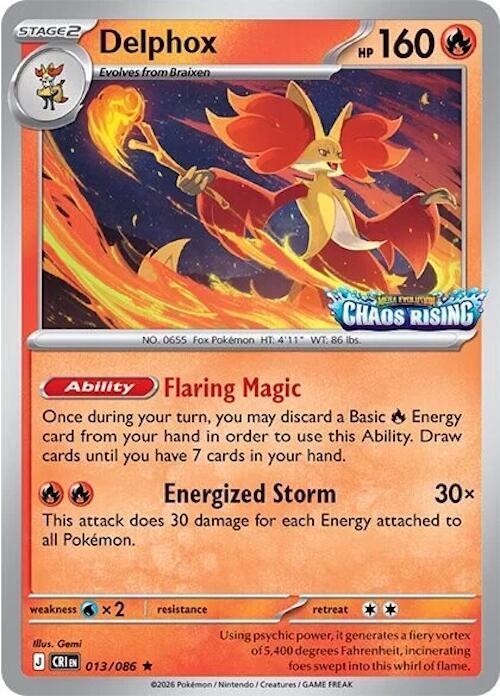 Delphox - 013/086 (Chaos Rising Stamped) - Miscellaneous Cards & Products