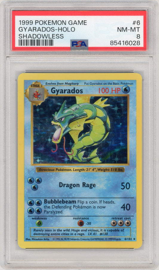 1999 Gyarados Base Set Shadowless PSA 8 85416028