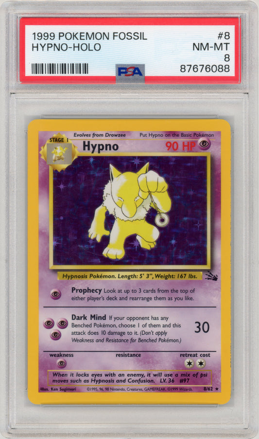 1999 Hypno Holo Unlimited Fossil PSA 8 87676088