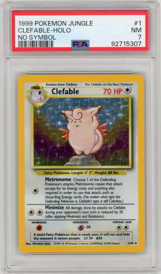 1999 Clefable Holo No Symbol PSA 7 92715307
