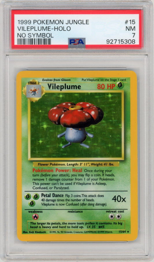 1999 Vileplume Holo No Symbol PSA 7 92715308