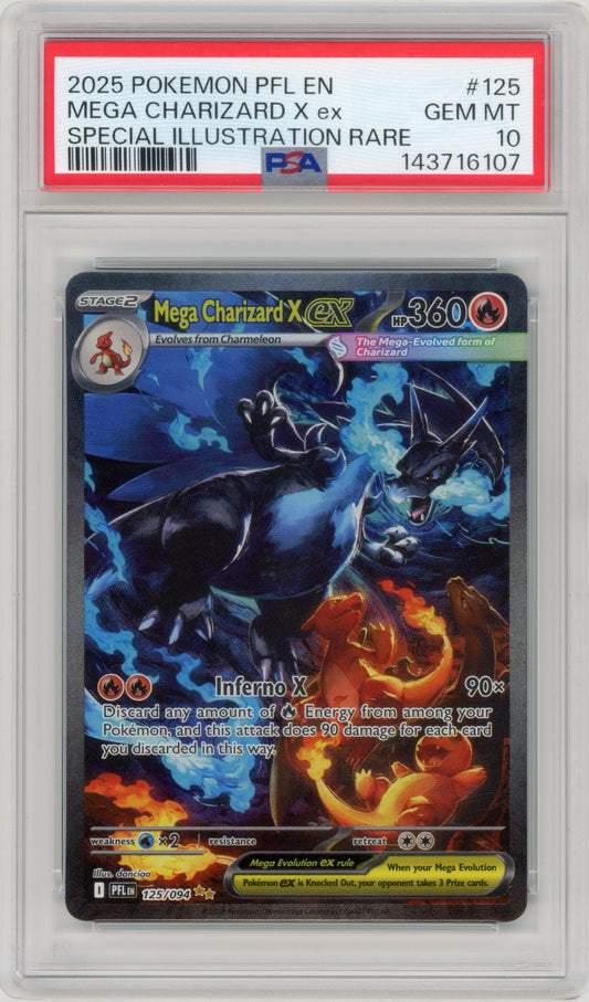 2025 Mega Charizard X ex 125 Phantasmal Flames PSA 10 143716107